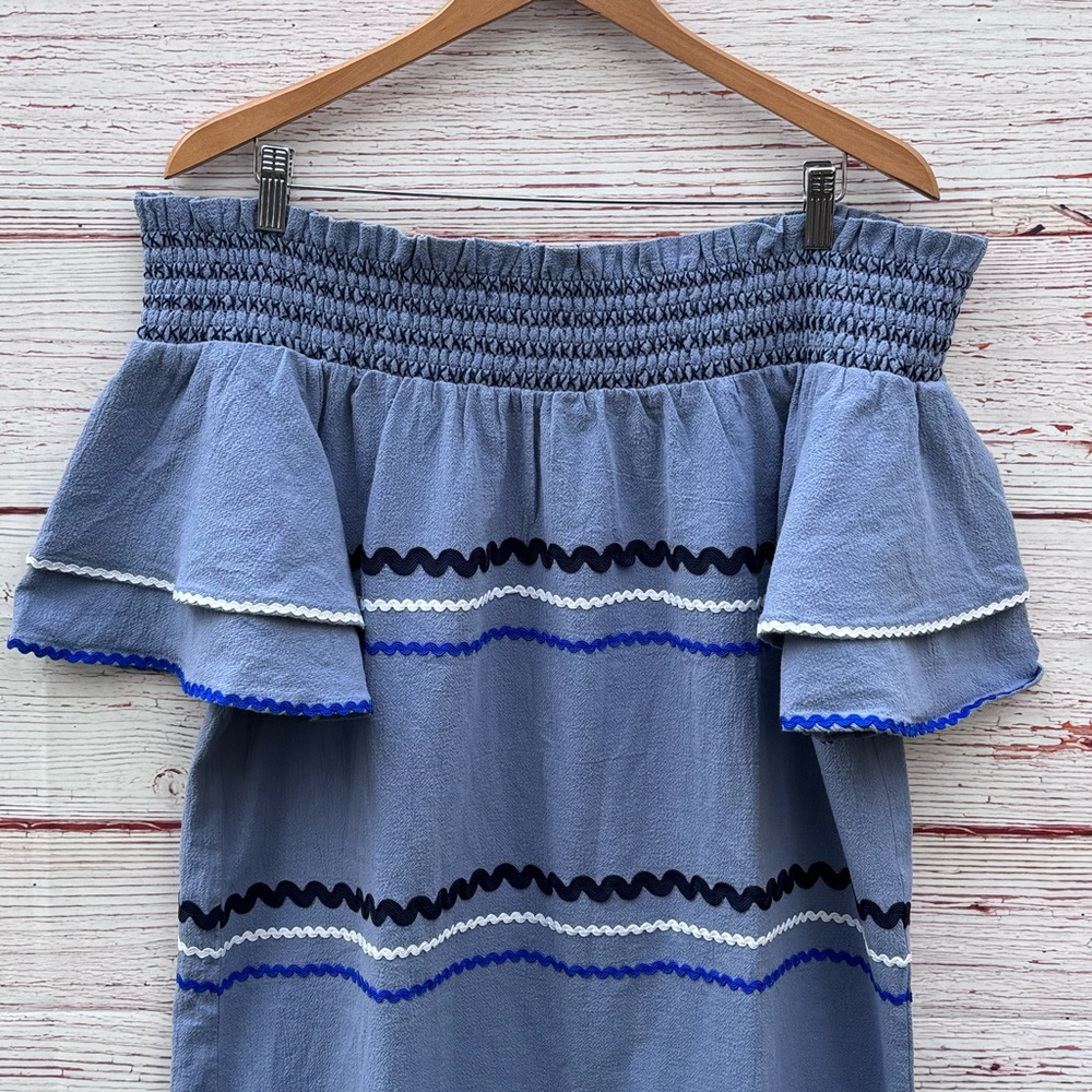 NWT Mud Pie Finnegan Ric Rac Dress in Stonewash Blue Sz L - Picture 5 of 16